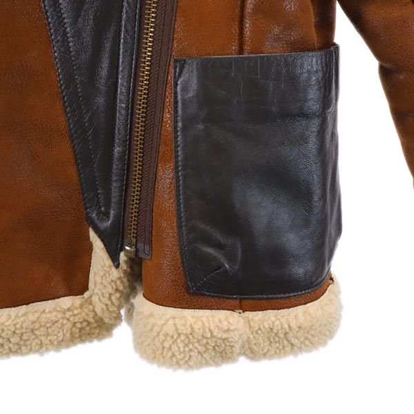 AVIREX アヴィレックス 長袖 ムートン ダブルライダースジャケット M ブラウン系 レディース