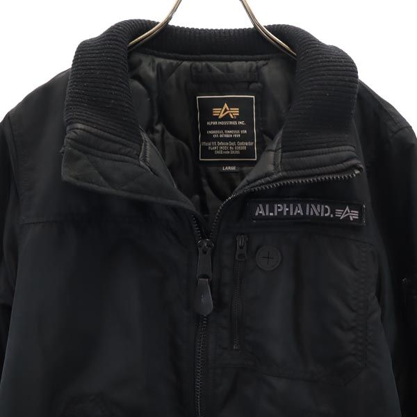 ALPHA INDUSTRIES アルファインダストリーズ 長袖 中綿ジャケット L ブラック系 裏キルト ロゴ メンズ
