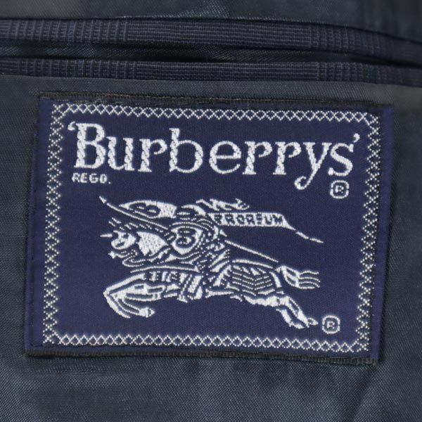 Burberrys バーバリーズ 80s 90s USA製 オールド チェック柄 ウール100％ テーラードジャケット ネイビー メンズ