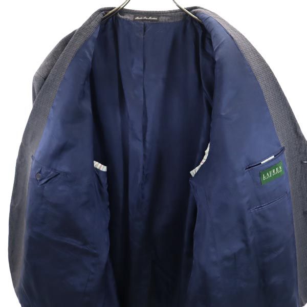 RALPH LAUREN ラルフローレン シルク ウールブレンド チェック柄 テーラードジャケット 48S グレー メンズ
