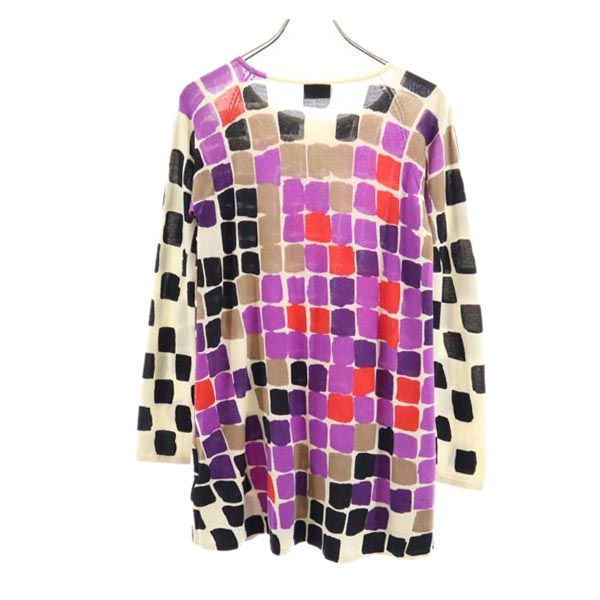 marimekko マリメッコ ウール100％ 総柄 長袖 ニット ワンピース S パープル系 レディース