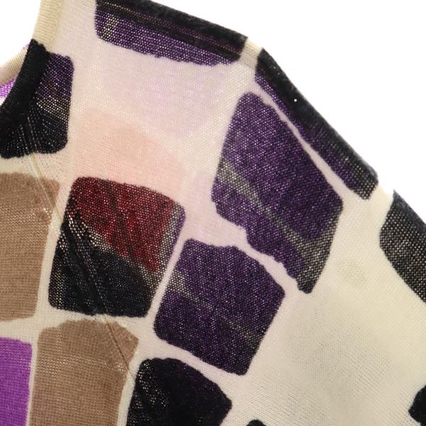 marimekko マリメッコ ウール100％ 総柄 長袖 ニット ワンピース S パープル系 レディース