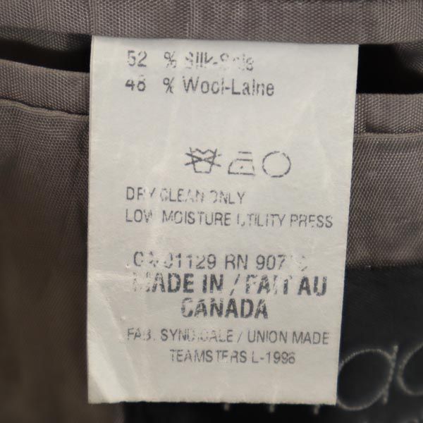 LAUREN RALPH LAUREN ローレンラルフローレン カナダ製 macy's シルクブレンド チェック柄 テーラードジャケット 44 グレー ブレザー メンズ