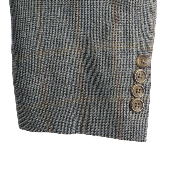 LAUREN RALPH LAUREN ローレンラルフローレン カナダ製 macy's シルクブレンド チェック柄 テーラードジャケット 44 グレー ブレザー メンズ