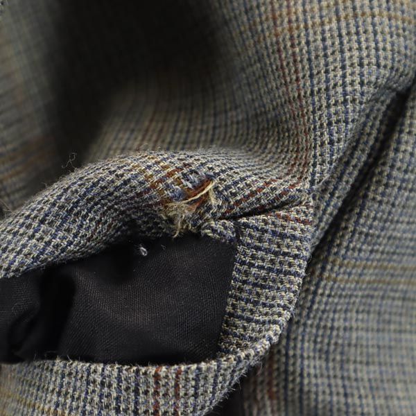 LAUREN RALPH LAUREN ローレンラルフローレン カナダ製 macy's シルクブレンド チェック柄 テーラードジャケット 44 グレー ブレザー メンズ