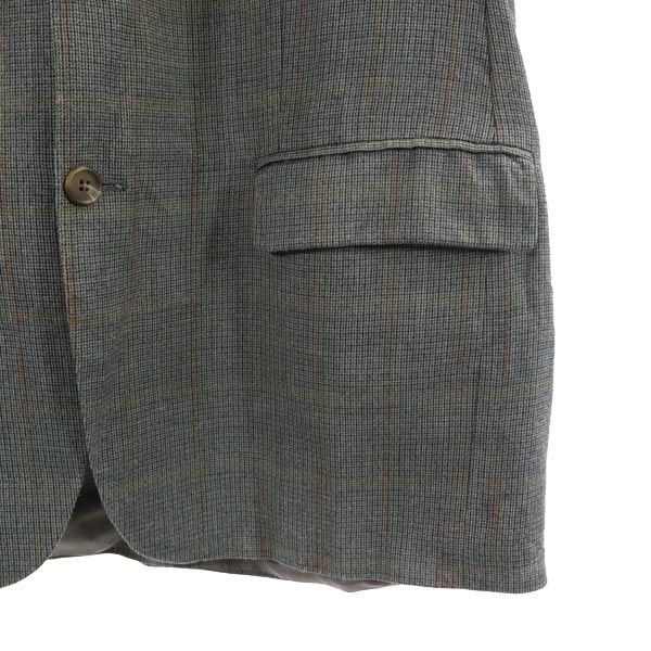 LAUREN RALPH LAUREN ローレンラルフローレン カナダ製 macy's シルクブレンド チェック柄 テーラードジャケット 44 グレー ブレザー メンズ