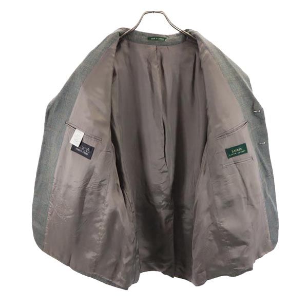 LAUREN RALPH LAUREN ローレンラルフローレン カナダ製 macy's シルクブレンド チェック柄 テーラードジャケット 44 グレー ブレザー メンズ