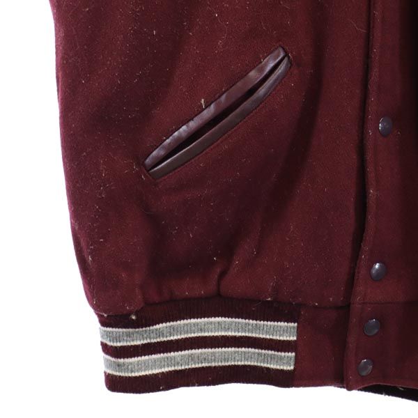 TEXAS テキサス メルトンウール100％ レター ジャケット M えんじ系 メンズ