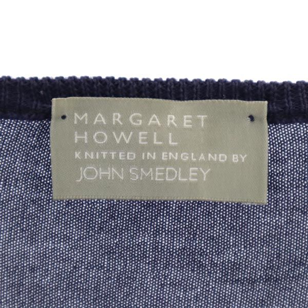 MARGARET HOWELL マーガレットハウエル ジョンスメドレー 英国製 長袖 Vネック ニット 2 ネイビー系 JOHN SMEDLEY セーター メンズ