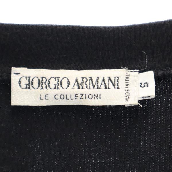 ジョルジオアルマーニ イタリア製 長袖 ハーフジップ Tシャツ S ブラック系 GIORGIO ARMANI ロンT メンズ