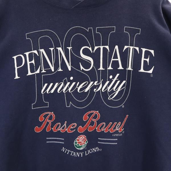 DANAGGERS 90s オールド プリント 長袖 スウェット トレーナー XL ネイビー プルオーバー メンズ