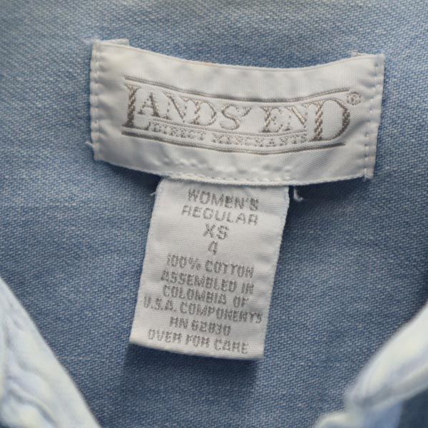 LANDS' END ランズエンド 90s オールド 長袖 デニムシャツ XS ブルー レディース