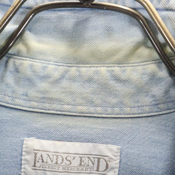 LANDS' END ランズエンド 90s オールド 長袖 デニムシャツ XS ブルー レディース