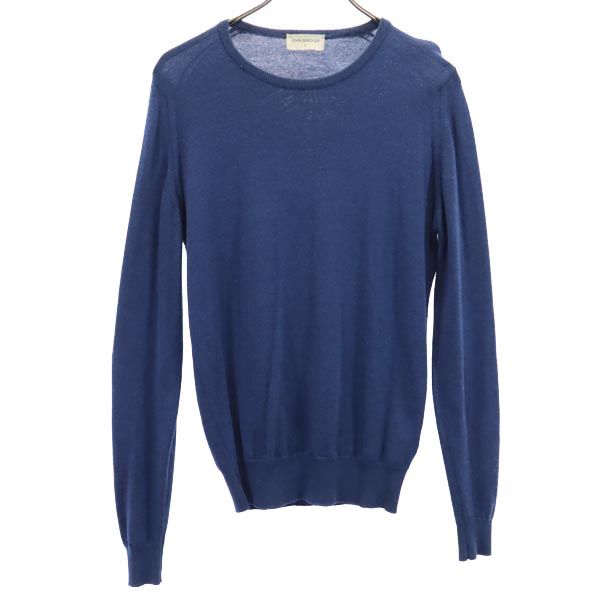 JOHN SMEDLEY ジョンスメドレー メリノウール100％ 長袖 ニット S ネイビー セーター メンズ