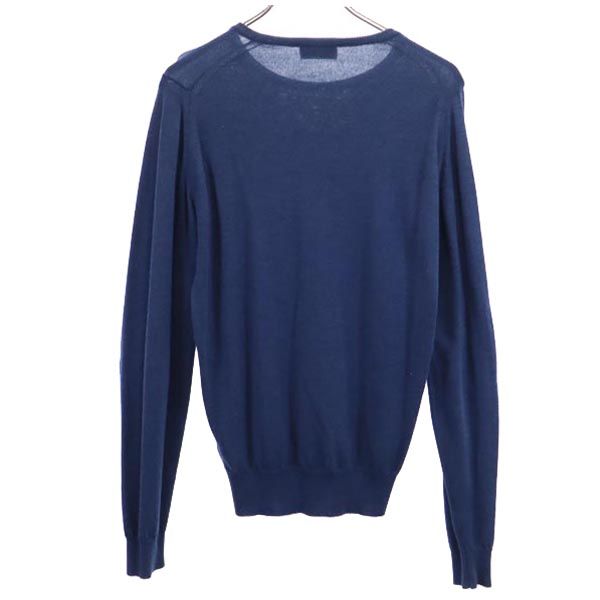 JOHN SMEDLEY ジョンスメドレー メリノウール100％ 長袖 ニット S ネイビー セーター メンズ