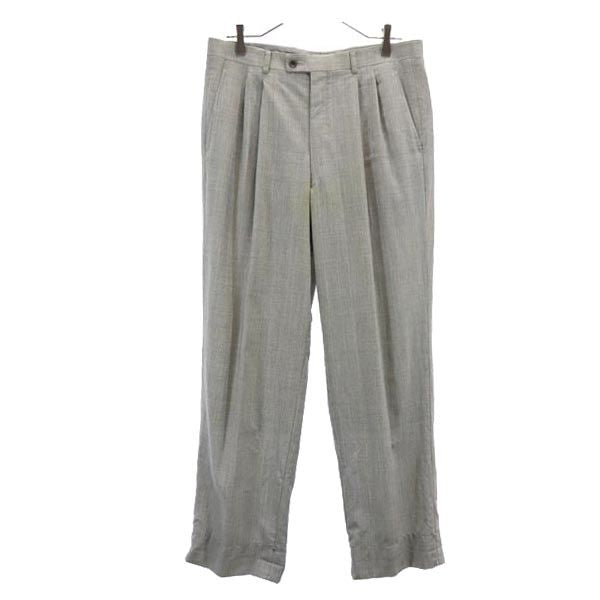 LANVIN ランバン ウール チェック柄 スーツ 上下 セットアップ R48-45 グレー ダブルボタン ジャケット ロングパンツ メンズ