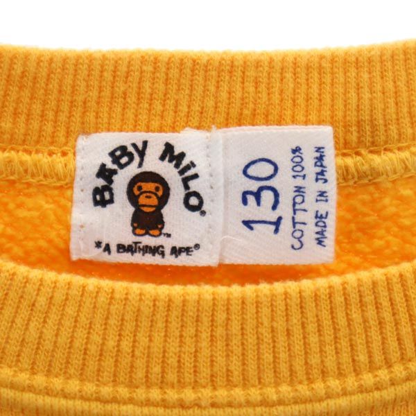 BABY MILO ベイビーマイロ 日本製 プリント 長袖 スウェット 130 オレンジ系 A BATHING APEトレーナー キッズ