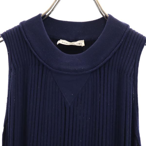 Sonia Rykiel ソニアリキエル イタリア製 ノースリーブ チュニック ニット XS ネイビー リブ レディース