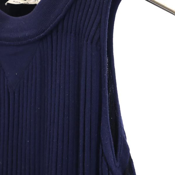Sonia Rykiel ソニアリキエル イタリア製 ノースリーブ チュニック ニット XS ネイビー リブ レディース