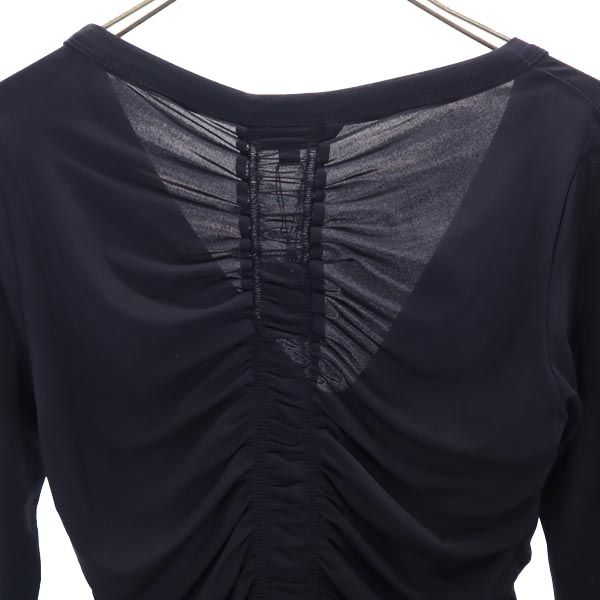 未使用 BURBERRY バーバリー 三陽商会 日本製 長袖 アンサンブル カットソー 2 ブラック LONDON キャミソール シャーリング レディース