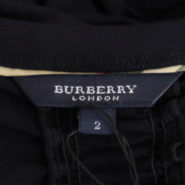 未使用 BURBERRY バーバリー 三陽商会 日本製 長袖 アンサンブル カットソー 2 ブラック LONDON キャミソール シャーリング レディース