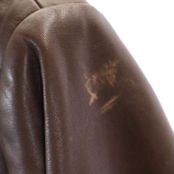 ONWARD オンワード レザージャケット 48 ブラウン ビッグサイズ 牛革 レディース