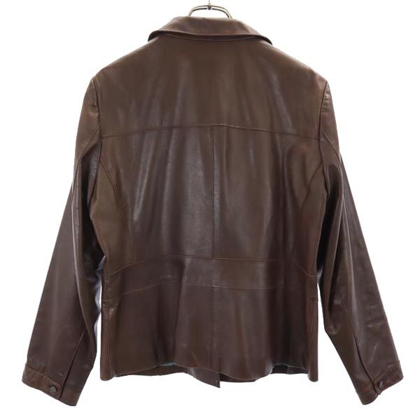 ONWARD オンワード レザージャケット 48 ブラウン ビッグサイズ 牛革 レディース