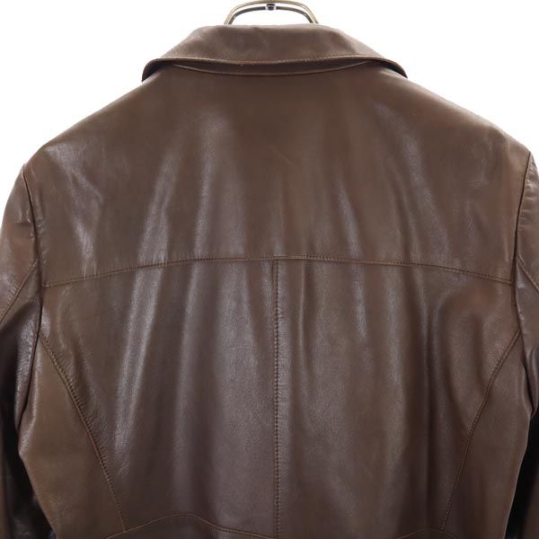 ONWARD オンワード レザージャケット 48 ブラウン ビッグサイズ 牛革 レディース
