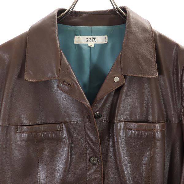 ONWARD オンワード レザージャケット 48 ブラウン ビッグサイズ 牛革 レディース