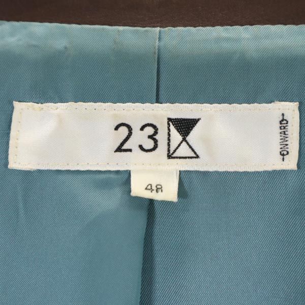 ONWARD オンワード レザージャケット 48 ブラウン ビッグサイズ 牛革 レディース