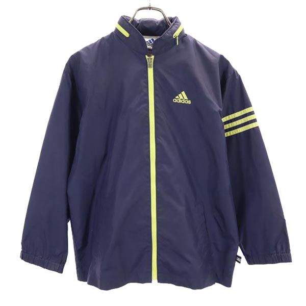 adidas アディダス ナイロンジャケット 140 ネイビー系 ロゴ刺繍 キッズ