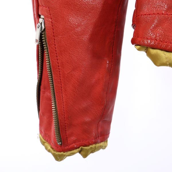 P.E.O.T.W AG ピーイーオーティーダブリューエージー 本革 レザー ライダースジャケット 44 オレンジ系 本皮 中綿 裏キルト メンズ