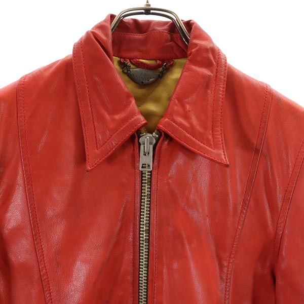 P.E.O.T.W AG ピーイーオーティーダブリューエージー 本革 レザー ライダースジャケット 44 オレンジ系 本皮 中綿 裏キルト メンズ
