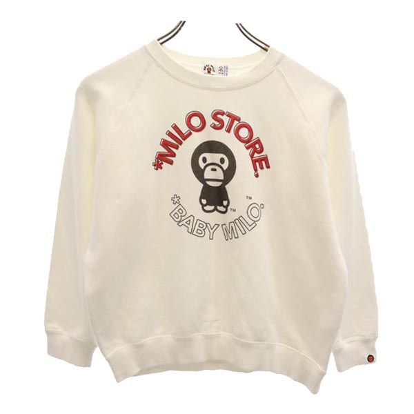 BABY MILO ベイビーマイロ 日本製 プリント 長袖 スウェット トレーナー 130 ホワイト 裏起毛 A BATHING APE キッズ