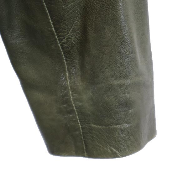 ARMANI JEANS アルマーニジーンズ ライダース レザージャケット 42 カーキ系 レディース