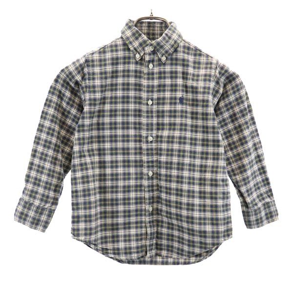 RALPH LAUREN ラルフローレン 刺繍 長袖 ボタンダウンシャツ 6 グリーン系 キッズ