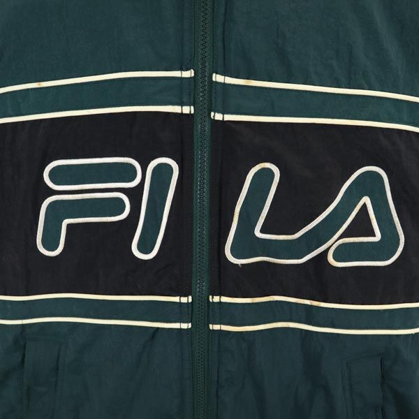 FILA フィラ 90s オールド ナイロン 中綿ジャケット S グリーン系 メンズ