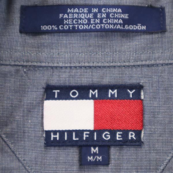 TOMMY HILFIGER トミーヒルフィガー 90s オールド 長袖 ボタンダウンシャツ M ネイビー系 メンズ