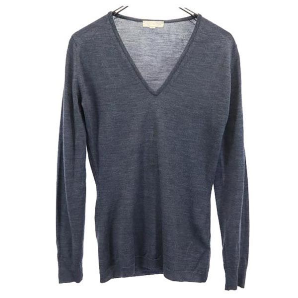 JOHN SMEDLEY ジョンスメドレー ウール 長袖 Vネック セーター S グレー ニット メンズ