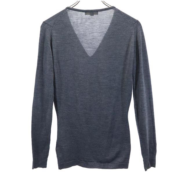 JOHN SMEDLEY ジョンスメドレー ウール 長袖 Vネック セーター S グレー ニット メンズ