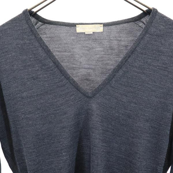 JOHN SMEDLEY ジョンスメドレー ウール 長袖 Vネック セーター S グレー ニット メンズ