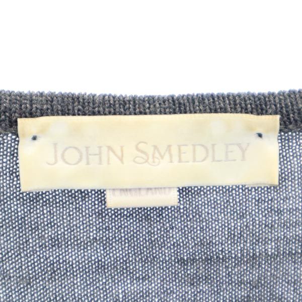 JOHN SMEDLEY ジョンスメドレー ウール 長袖 Vネック セーター S グレー ニット メンズ