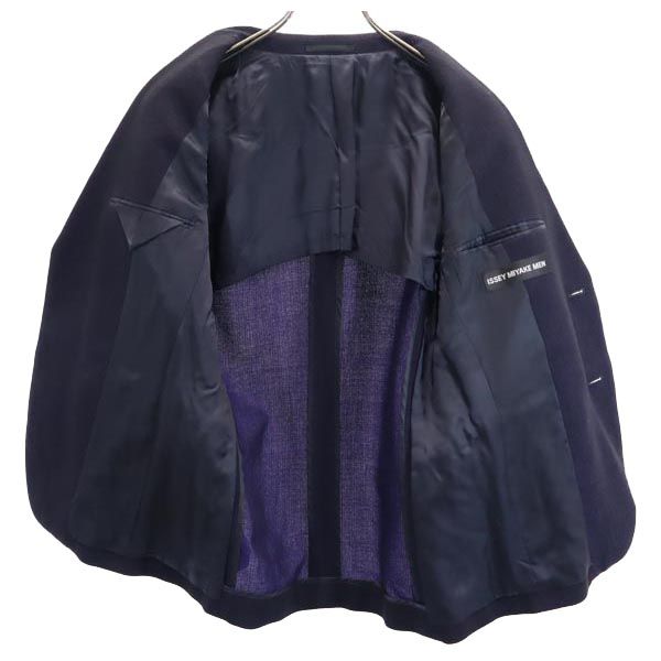 ISSEY MIYAKE イッセイミヤケ ウールリネンブレンド テーラードジャケット 1 ネイビー 日本製 メンズ