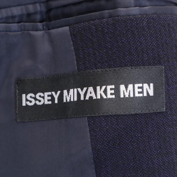 ISSEY MIYAKE イッセイミヤケ ウールリネンブレンド テーラードジャケット 1 ネイビー 日本製 メンズ