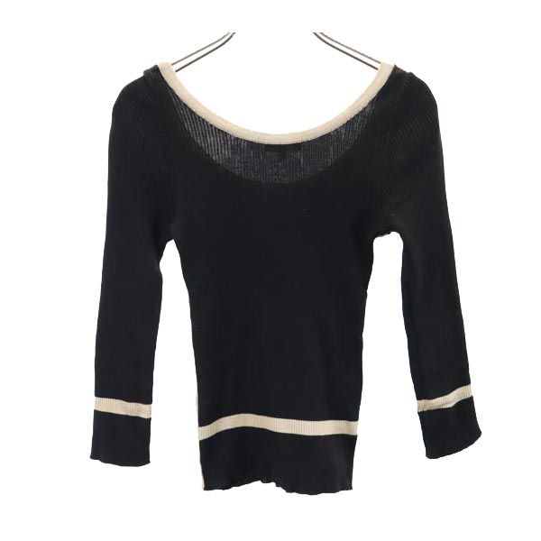 PAULE KA ポールカ 7分袖 リブニット カットソー S ブラック レディース
