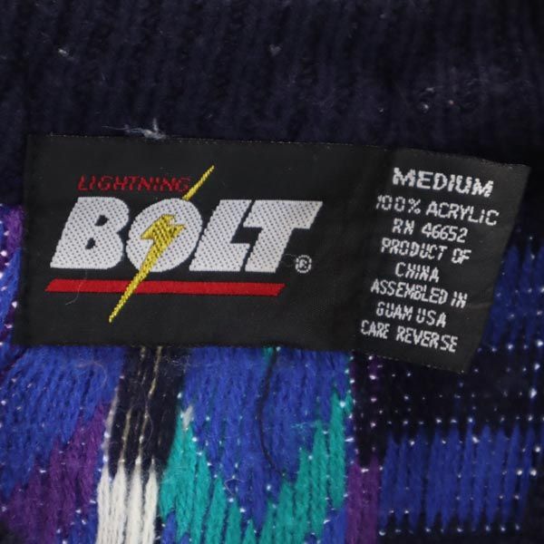 BOLT ボルト 総柄 長袖 セーター M ブルー系 ニット メンズ