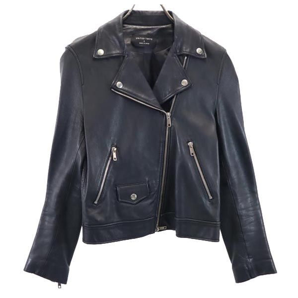 UNITED TOKYO ユナイテッドトウキョウ ISHIKAWA 日本製 羊革 レザー ダブルライダースジャケット 2 ブラック 本皮 レディース