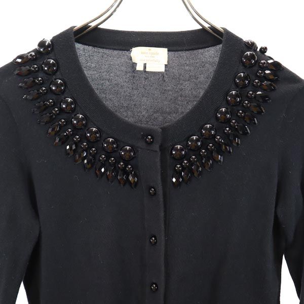 Kate Spade ケイトスペード 長袖 コットン ニット カーディガン XS 黒 レディース