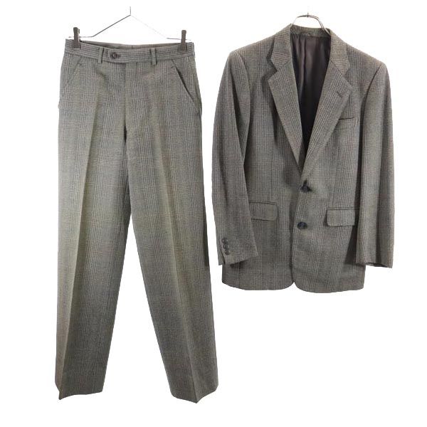Christian Dior クリスチャンディオール ウール チェック柄 スーツ 上下 セットアップ YA-4(87-73-165) グレー系 テーパードジャケット メンズ