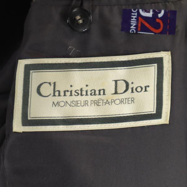 クリスチャンディオール ウール チェック柄 スーツ 上下 セットアップ YA-4(87-73-165) グレー系 Christian Dior テーパードジャケット メンズ